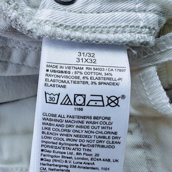 GAP Gapflex Slim Jeans Men's 31x32 Off White Stretch Comfort Preppy NWOT - Picture 6 of 11